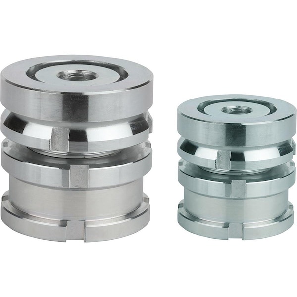 Levelling Element With Spherical Levelling, With Locknut, D1=M50X1, 5, D=22, D2=70, Stainless Steel